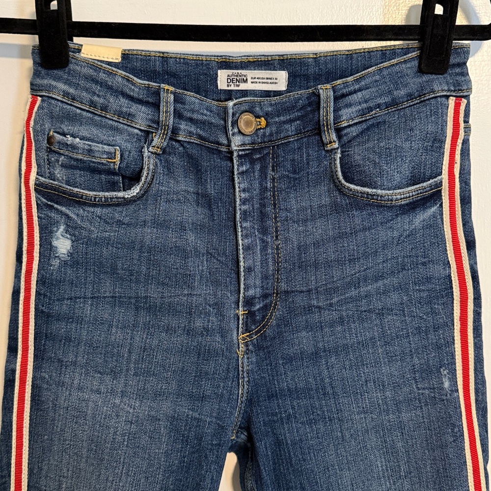 Zara Authentic Denim by TRF High Rise Skinny Jeans with Striped Sides - Picture 2 of 7